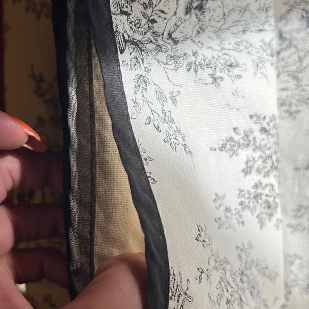 Bloom Craft Home Cotton 4 Piece Floral Curtain Panel Black White Size 41